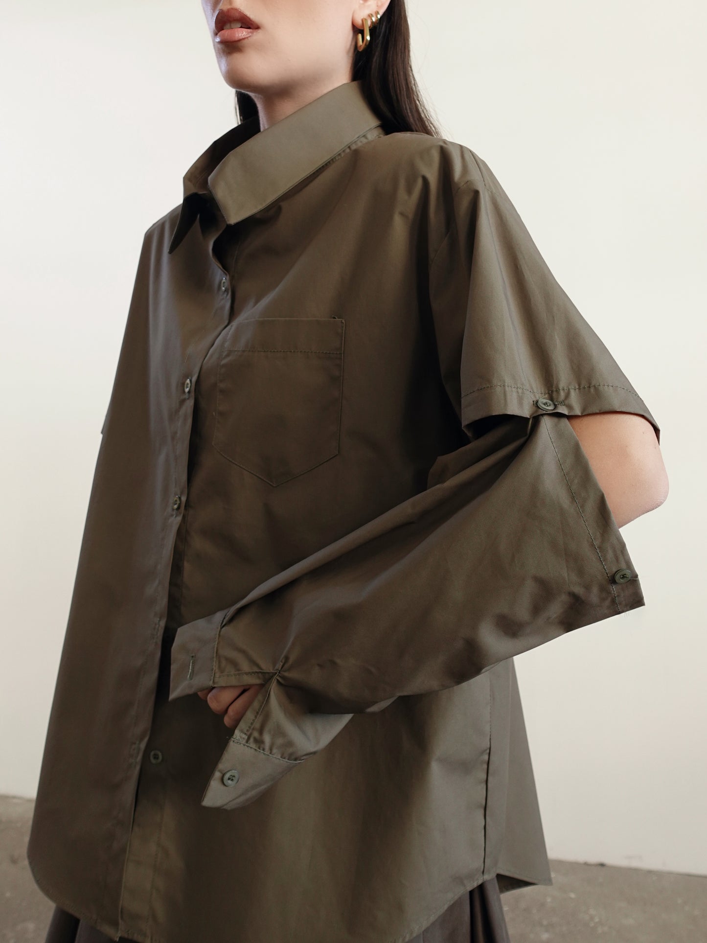 CAMICIA CON MANICHE RIMOVIBILI - VERDE 2640