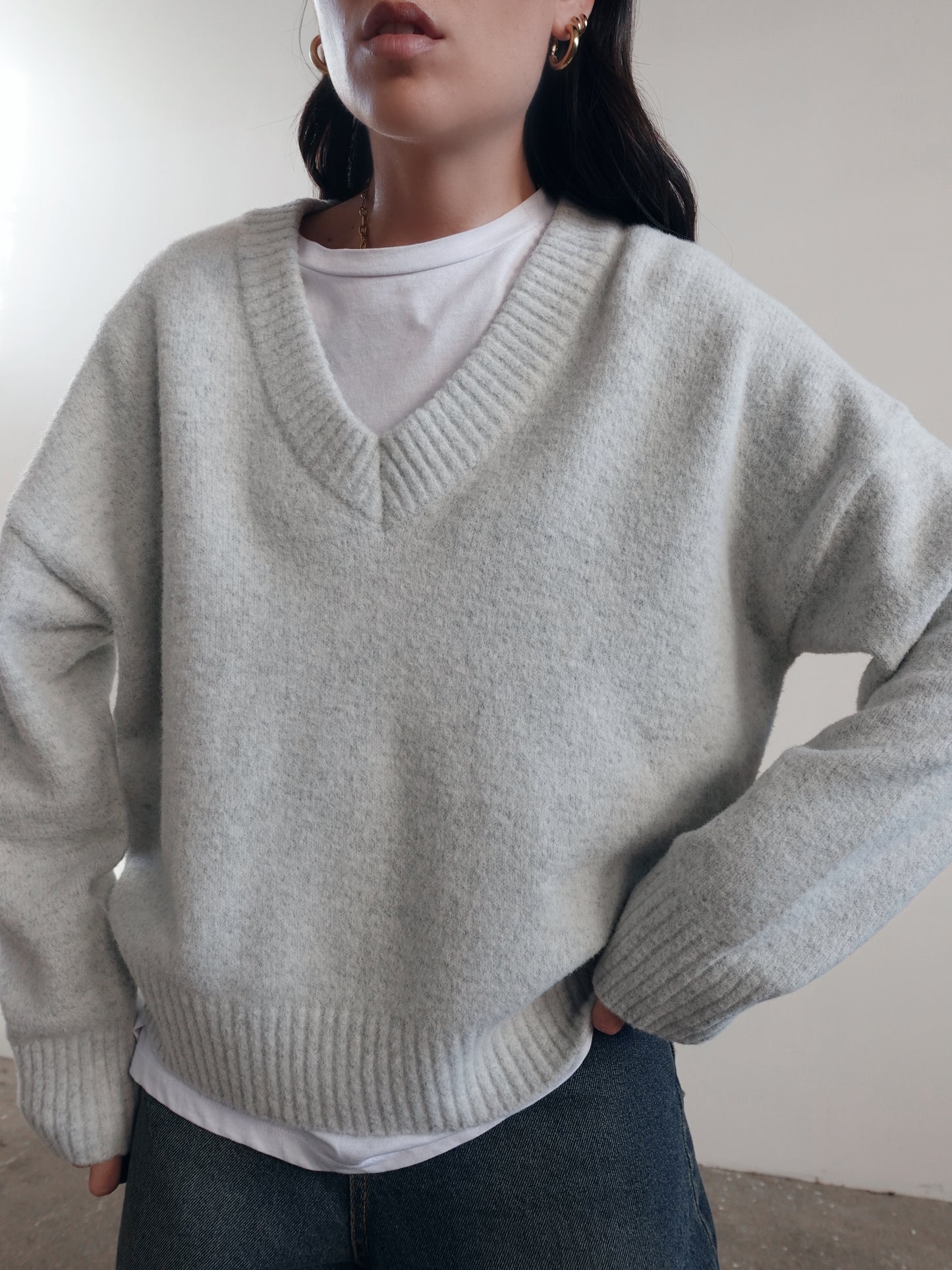 MAGLIONCINO IN VISCOSA & LANA SCOLLO V (+ COLORI) 63784