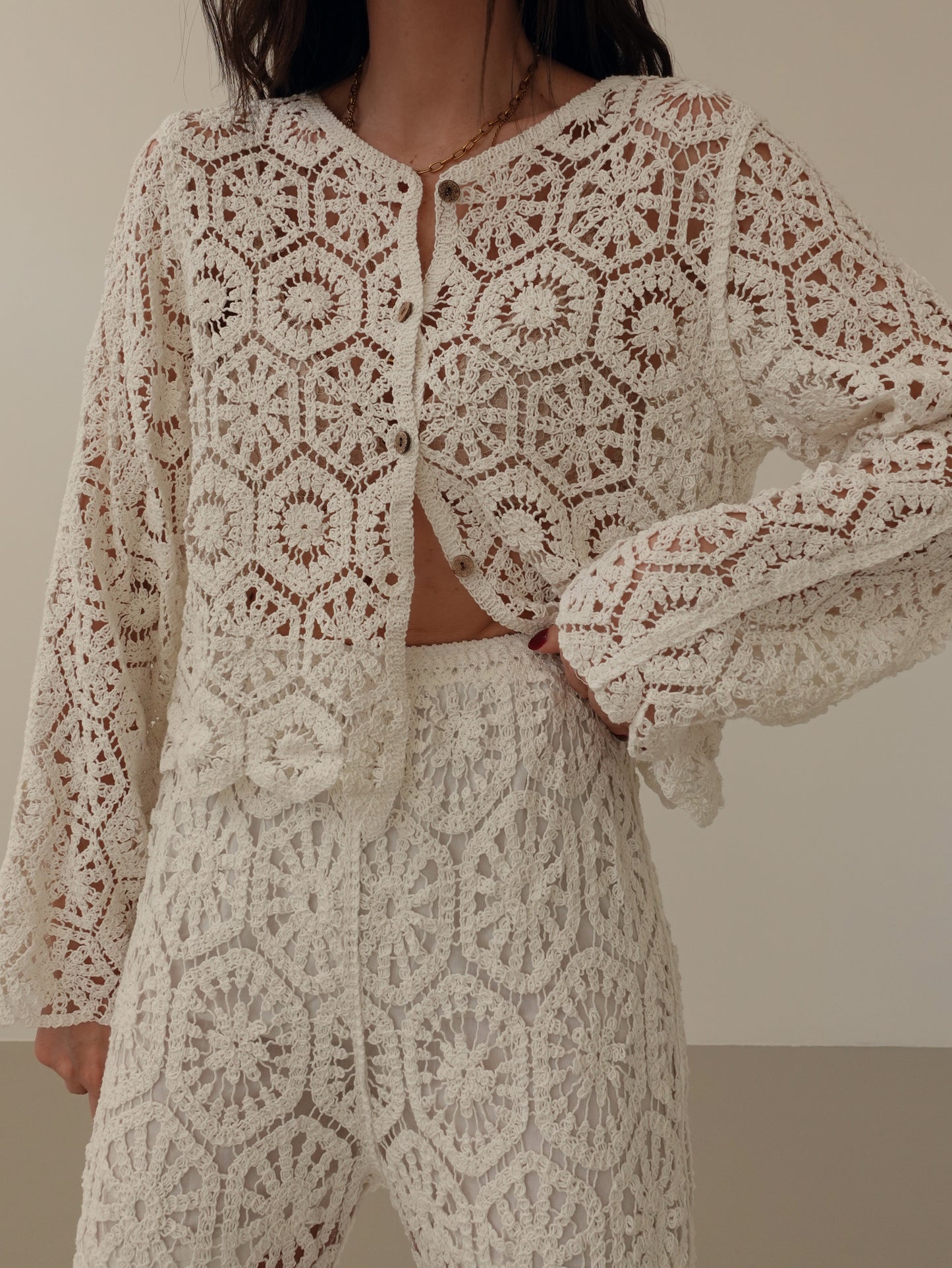CARDIGAN CROCHET BALI - BIANCO 28004
