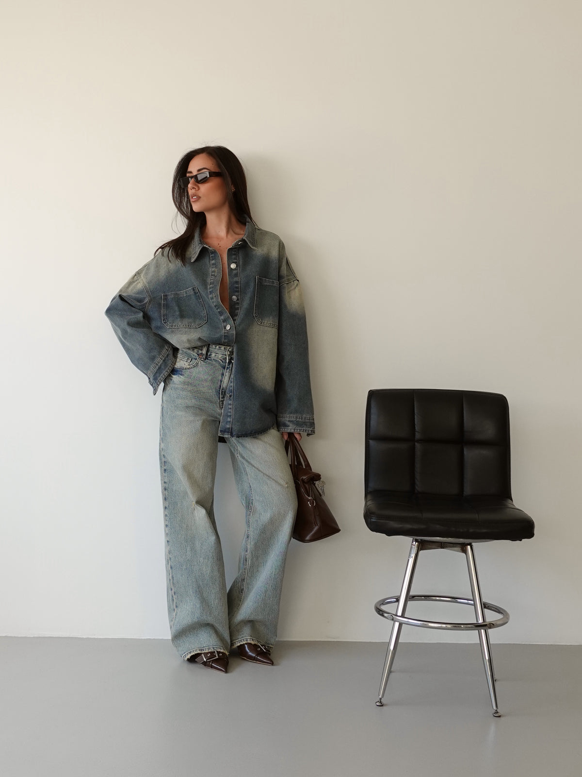 JEANS SABBIATO WIDE LEG - LAVAGGIO CHIARO 8000-30