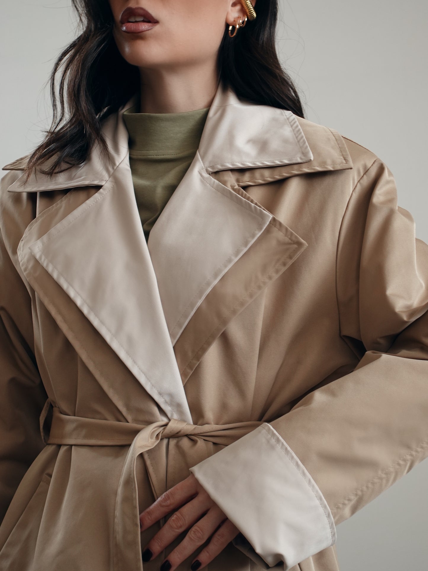 TRENCH LUNGO BICOLOR - CAMEL/BEIGE 25108