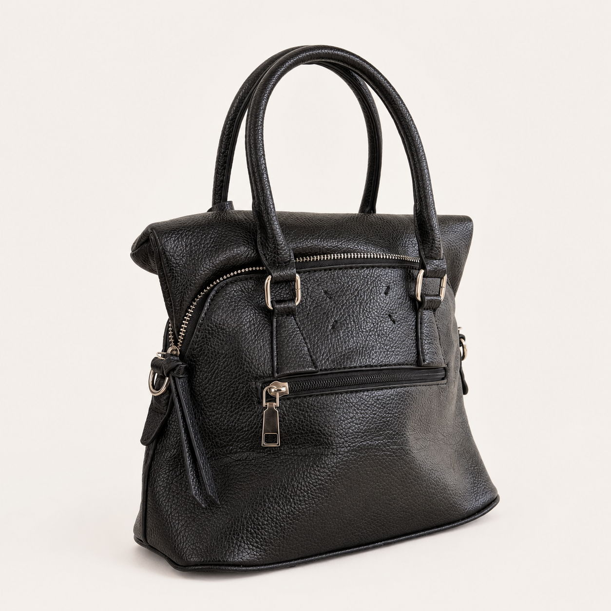 BAULETTO STRUTTURATO CON DOPPIO MANICO - NERO
