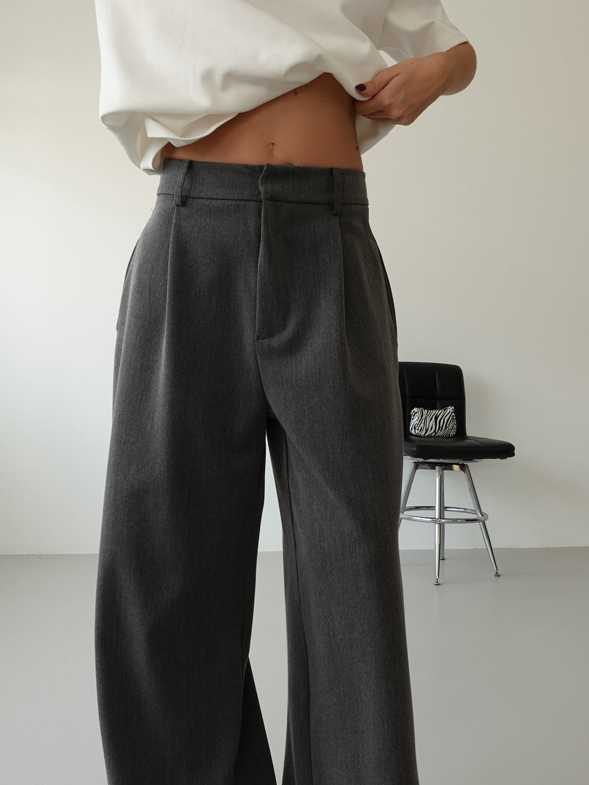 PANTALONI WIDE LEG LUMINA - GRIGIO Y0280
