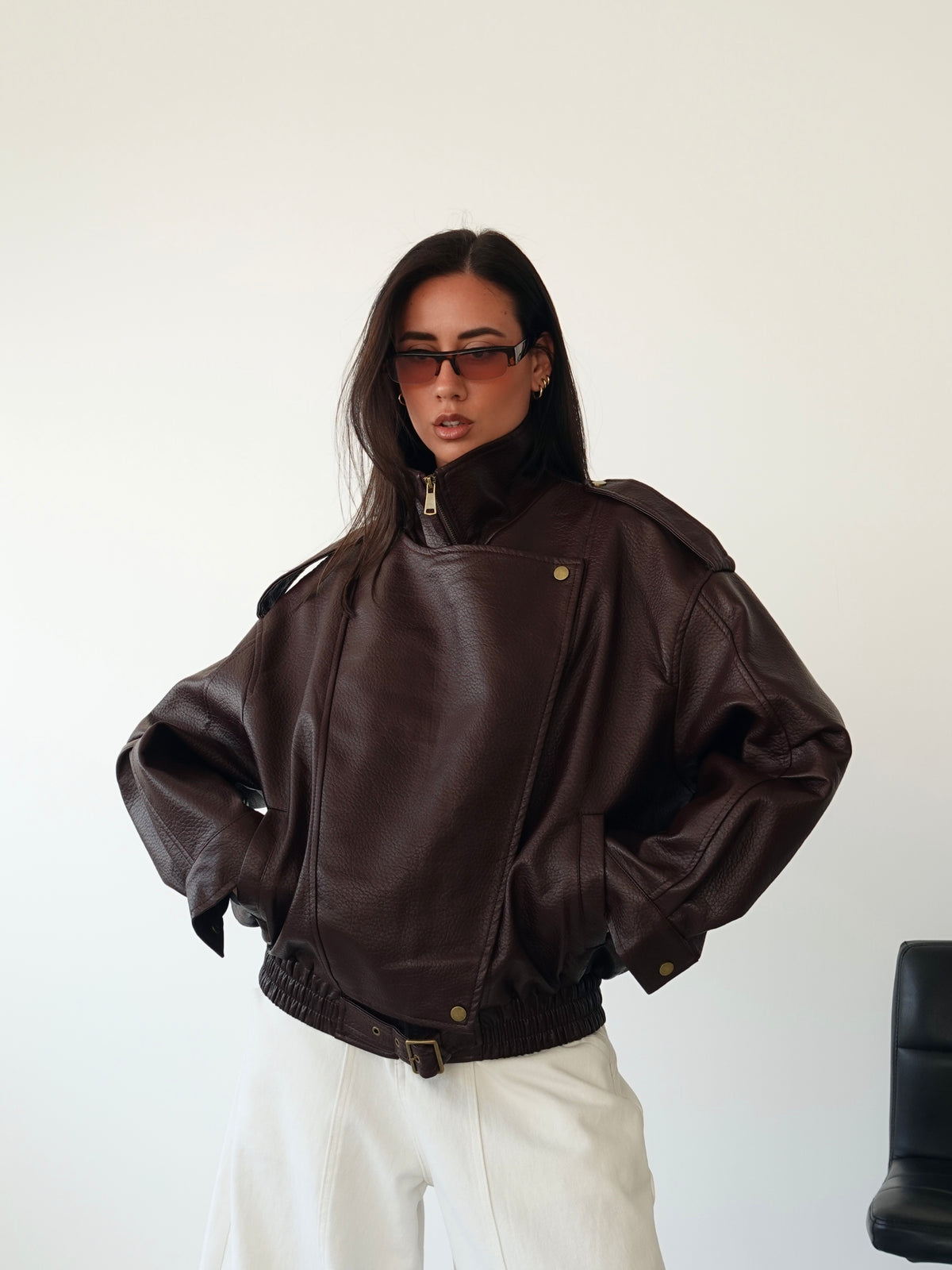 GIACCA OVER TOP GUN IN ECOPELLE - BURGUNDY 30384