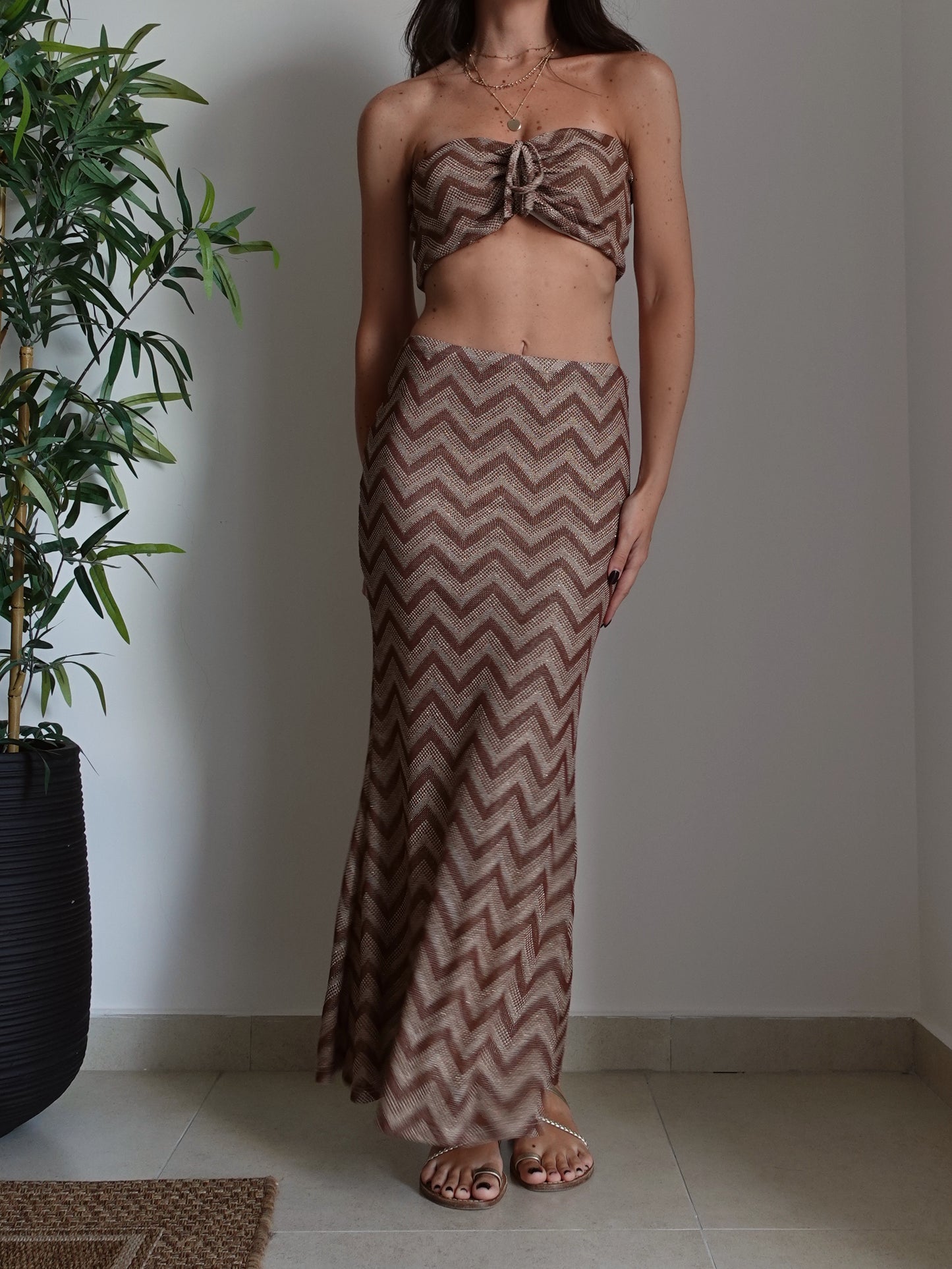 COORDINATO ZIGZAG - MARRONE/ORO 13770