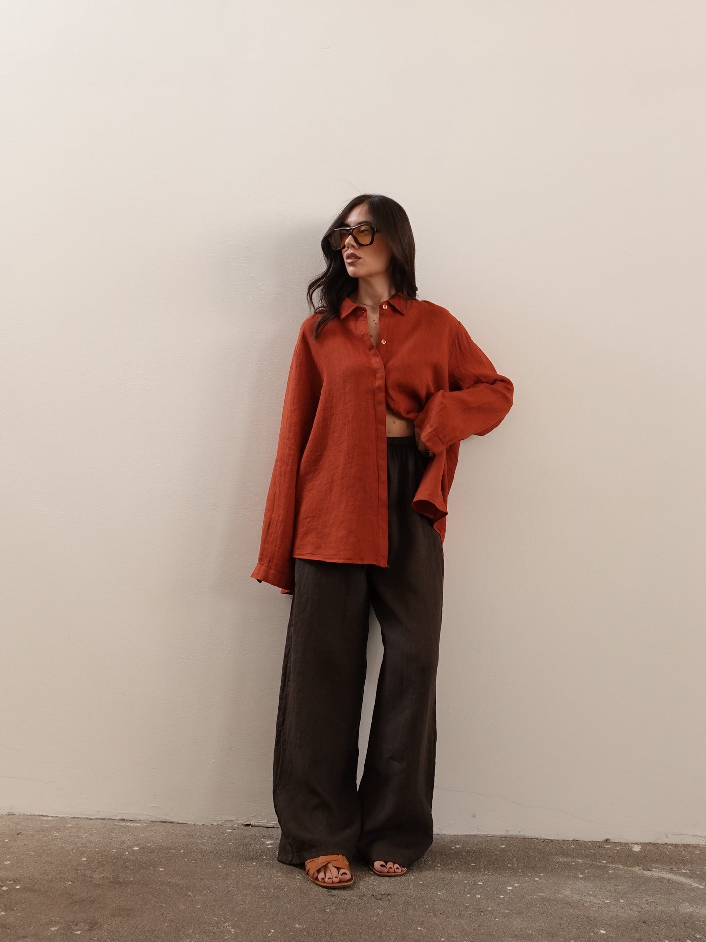 PANTALACCIO 100% LINO - CIOCCOLATO 24205