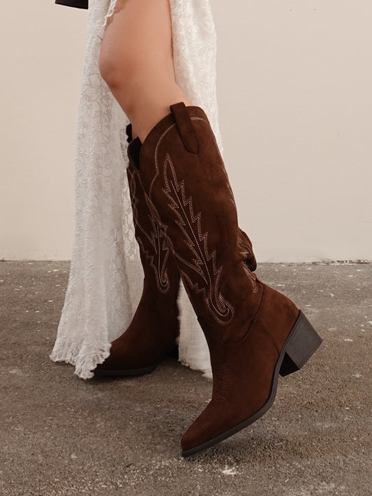 STIVALE TEXANO SCAMOSCIATO - MARRONE LQ159