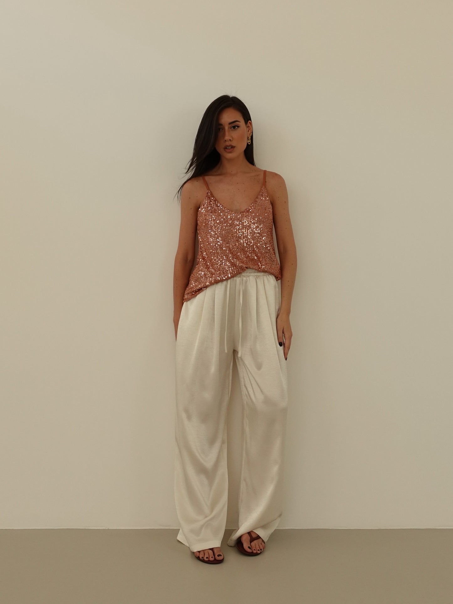 TOP PAILLETTES PARTY - SALMONE 6695