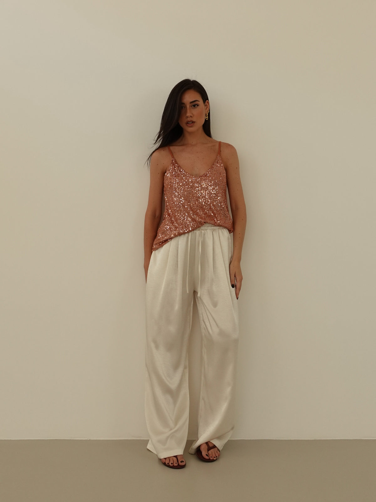 TOP PAILLETTES PARTY - SALMONE 6695