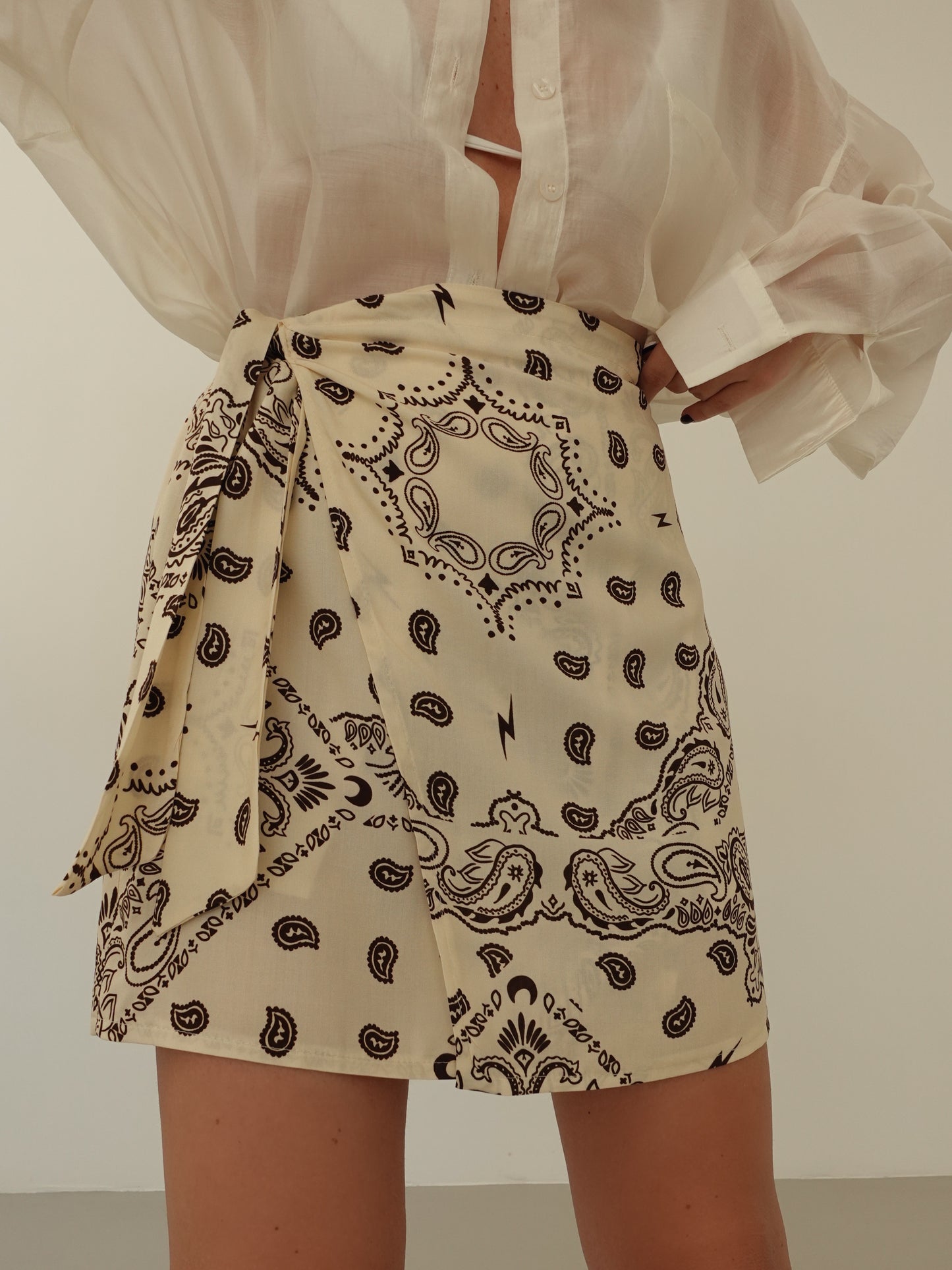 MINIGONNA BANDANA A PORTAFOGLIO - PANNA 714388
