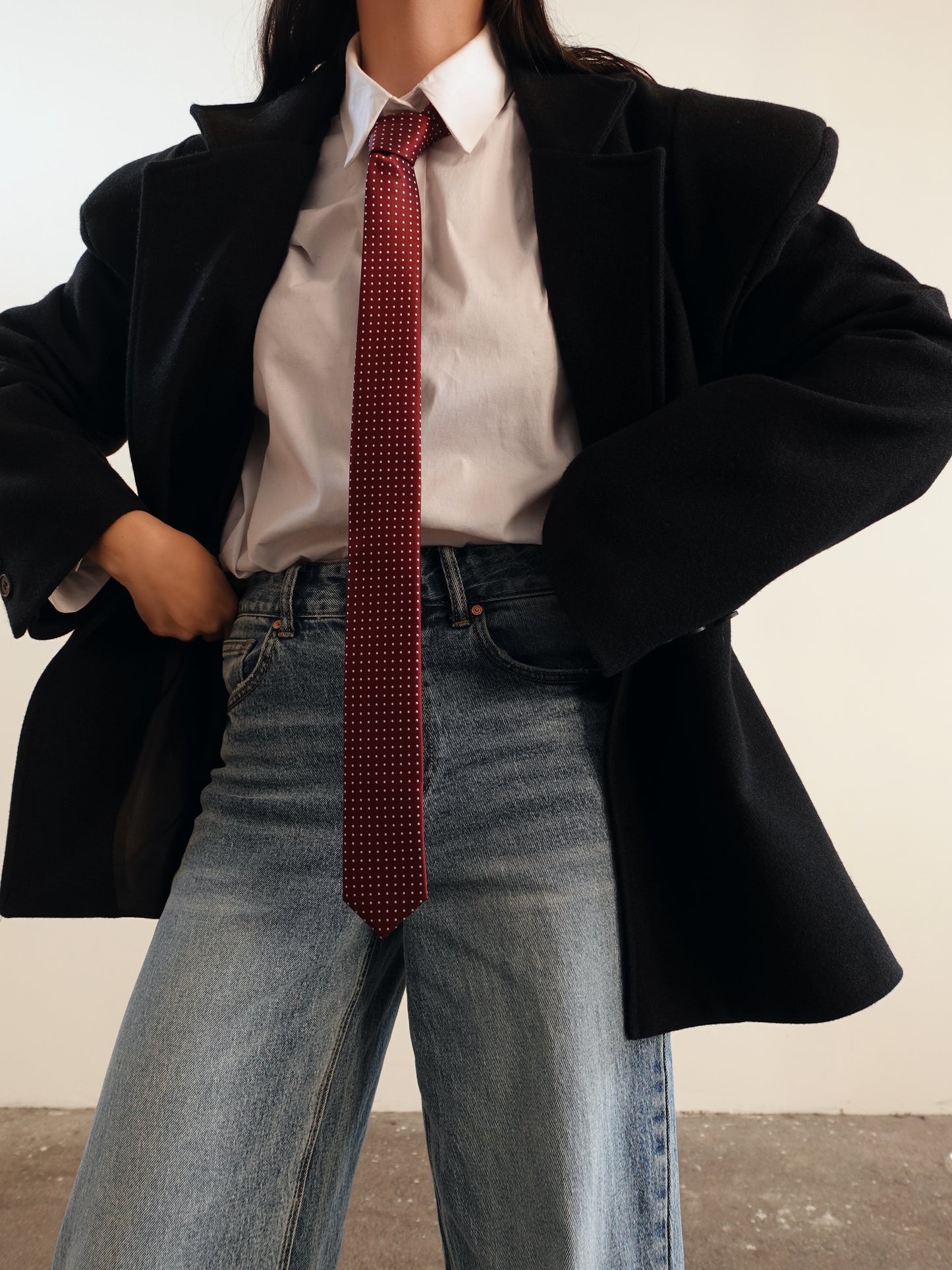 CRAVATTA MAN A POIS - BORGOGNA