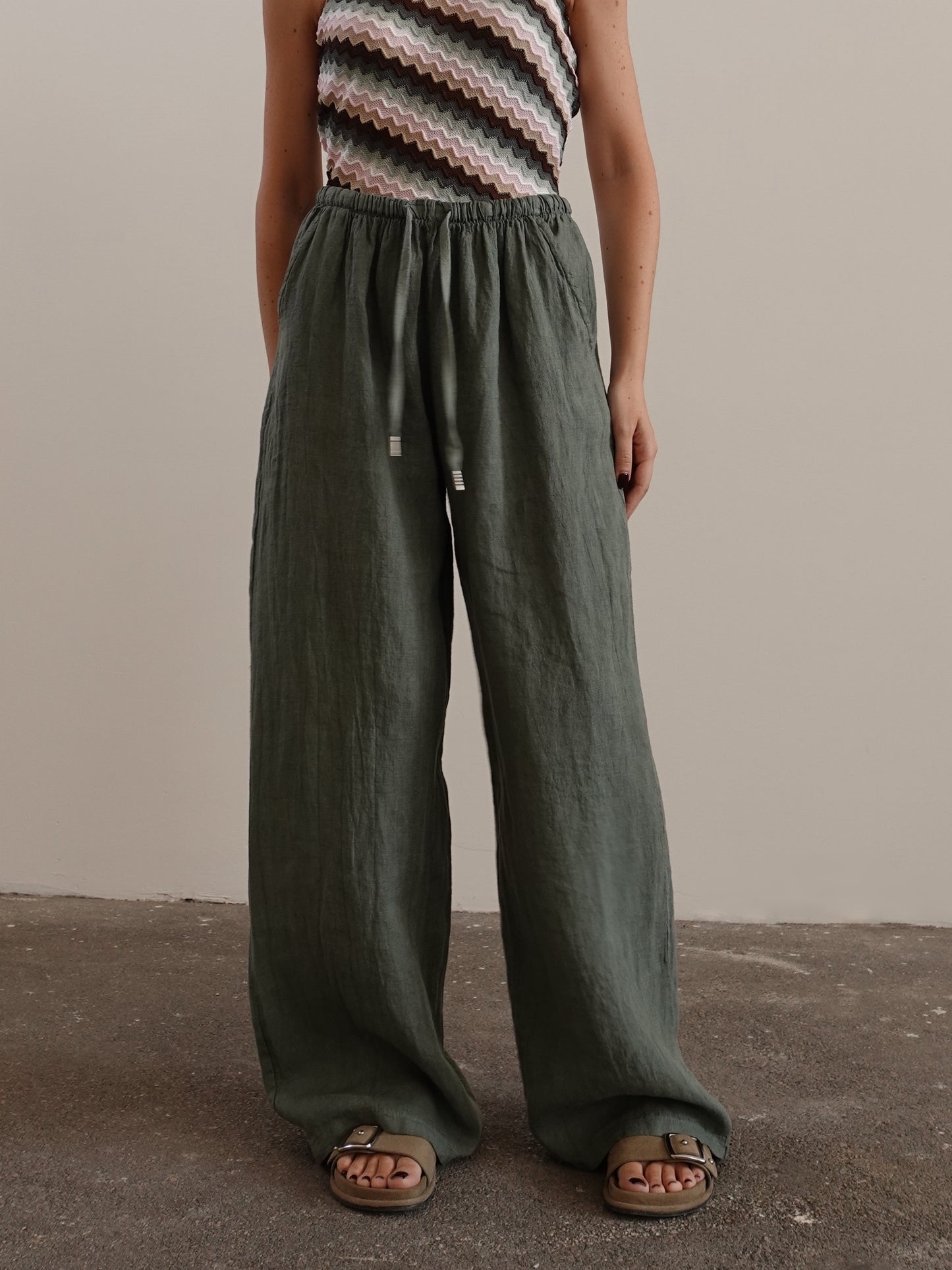 PANTALACCIO 100% LINO - VERDE 24205