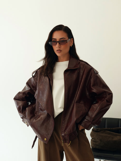 GIACCA OVER MAVERICK IN ECOPELLE - BURGUNDY 30294