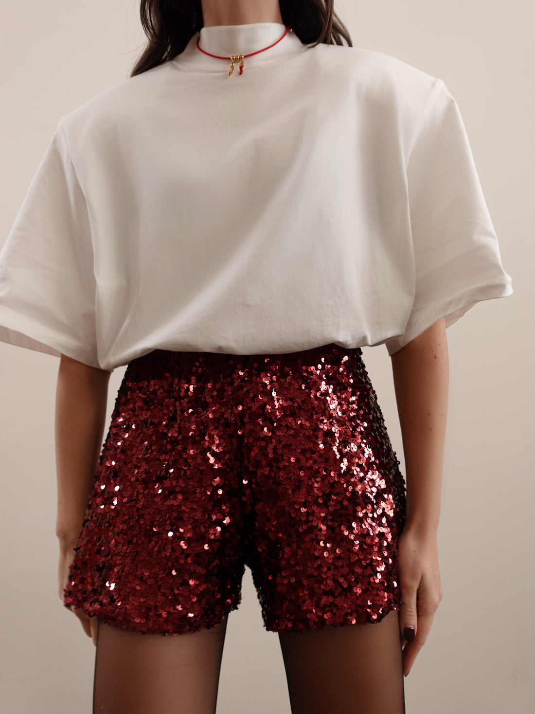 SHORTS CON PAILLETTES - BORDEAUX 2255