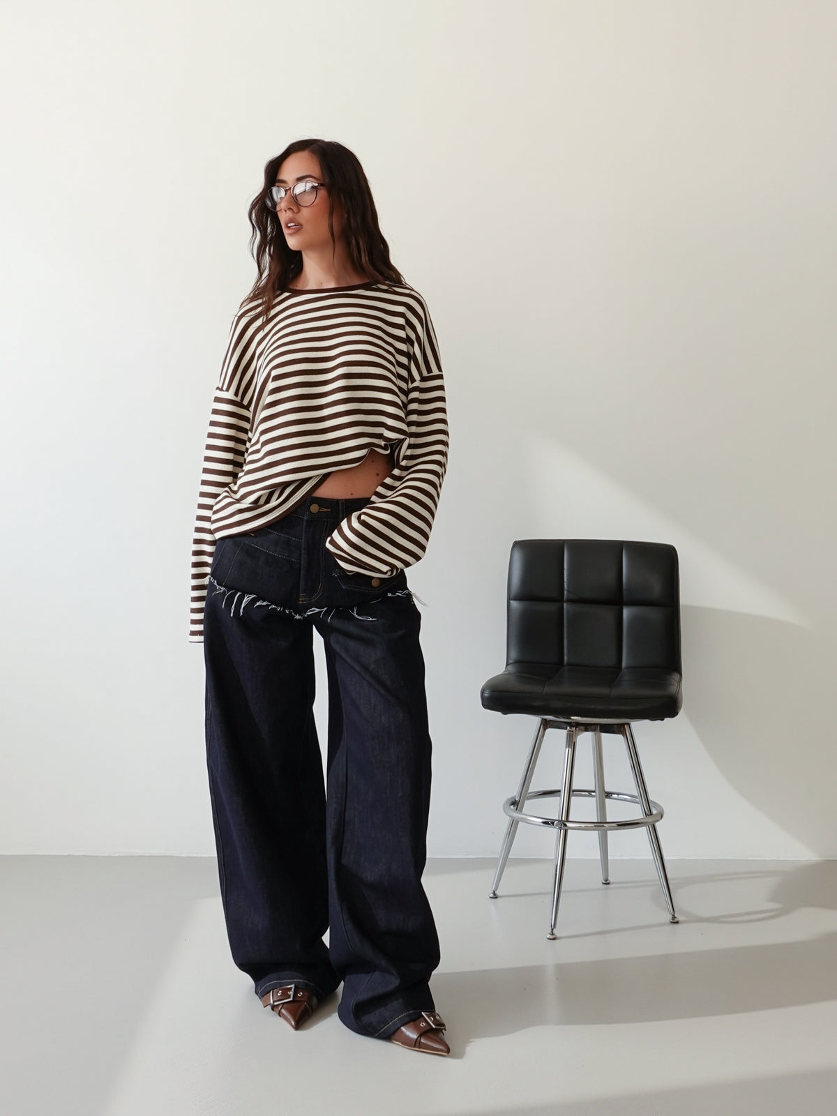 JEANS BAGGY BALLOON DOUBLE WAIST - BLU SCURO 22520