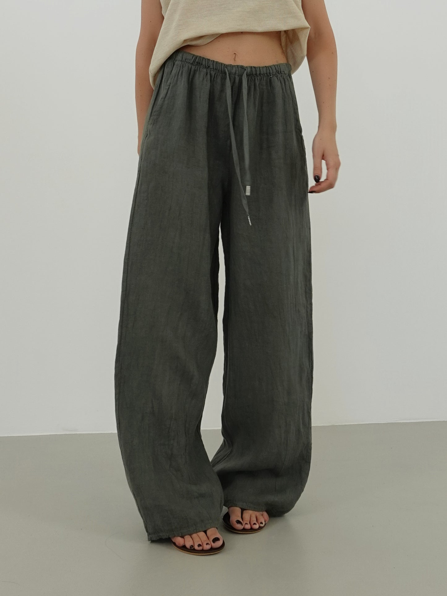 PANTALACCIO 100% LINO - VERDE 24205