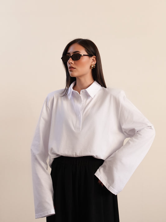 LONG-SLEEVE POLO CON SPALLINE - BIANCO 2615