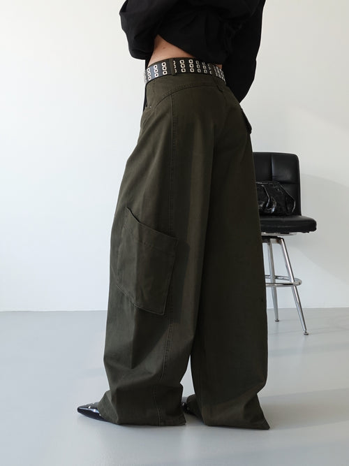 PANTALONI CARGO BALLOON CON CINTURA - VERDE 89101