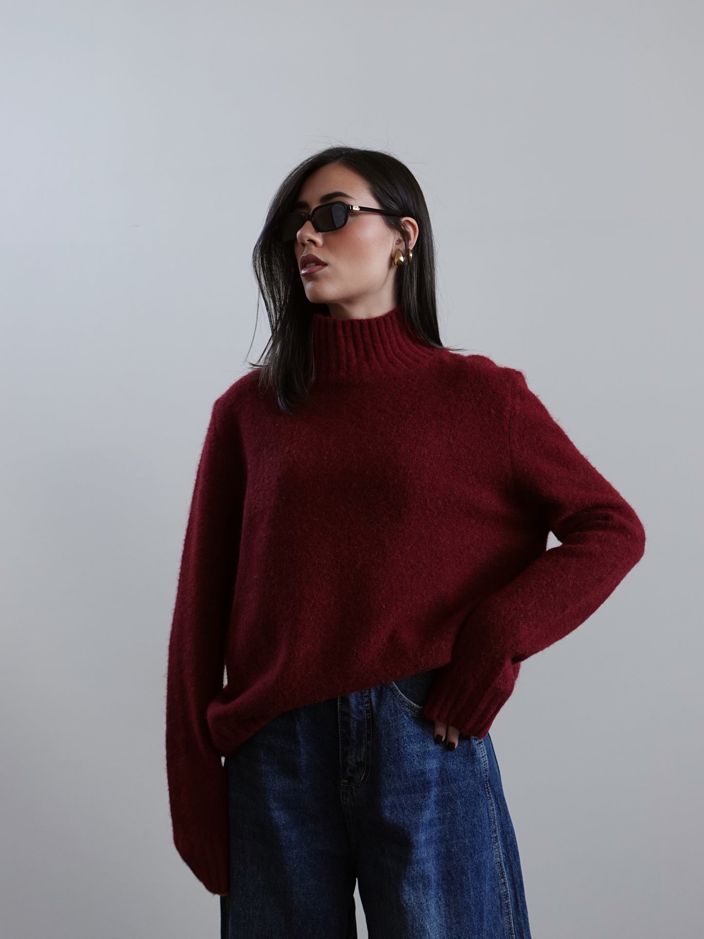 MAGLIONE COLOR IN LANA - BORDEAUX 4543