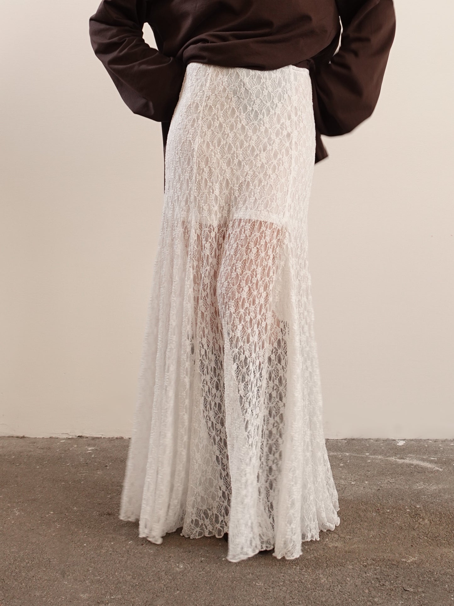 GONNA SEMITRASPARENTE IN PIZZO - BIANCO 1711