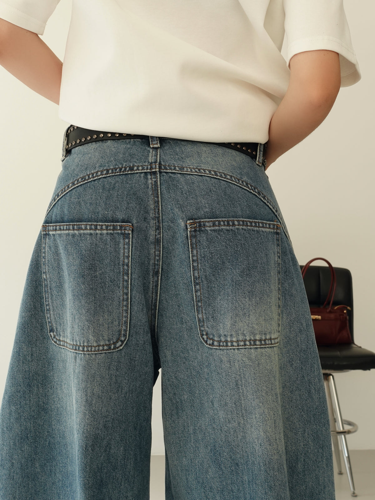 JEANS BAGGY BALLOON CON CINTURA - LAVAGGIO MEDIO 58016