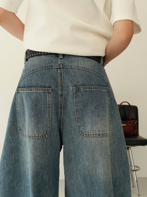 JEANS BAGGY BALLOON CON CINTURA - LAVAGGIO MEDIO 58016