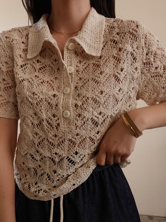 POLO CROCHET - BEIGE 38033