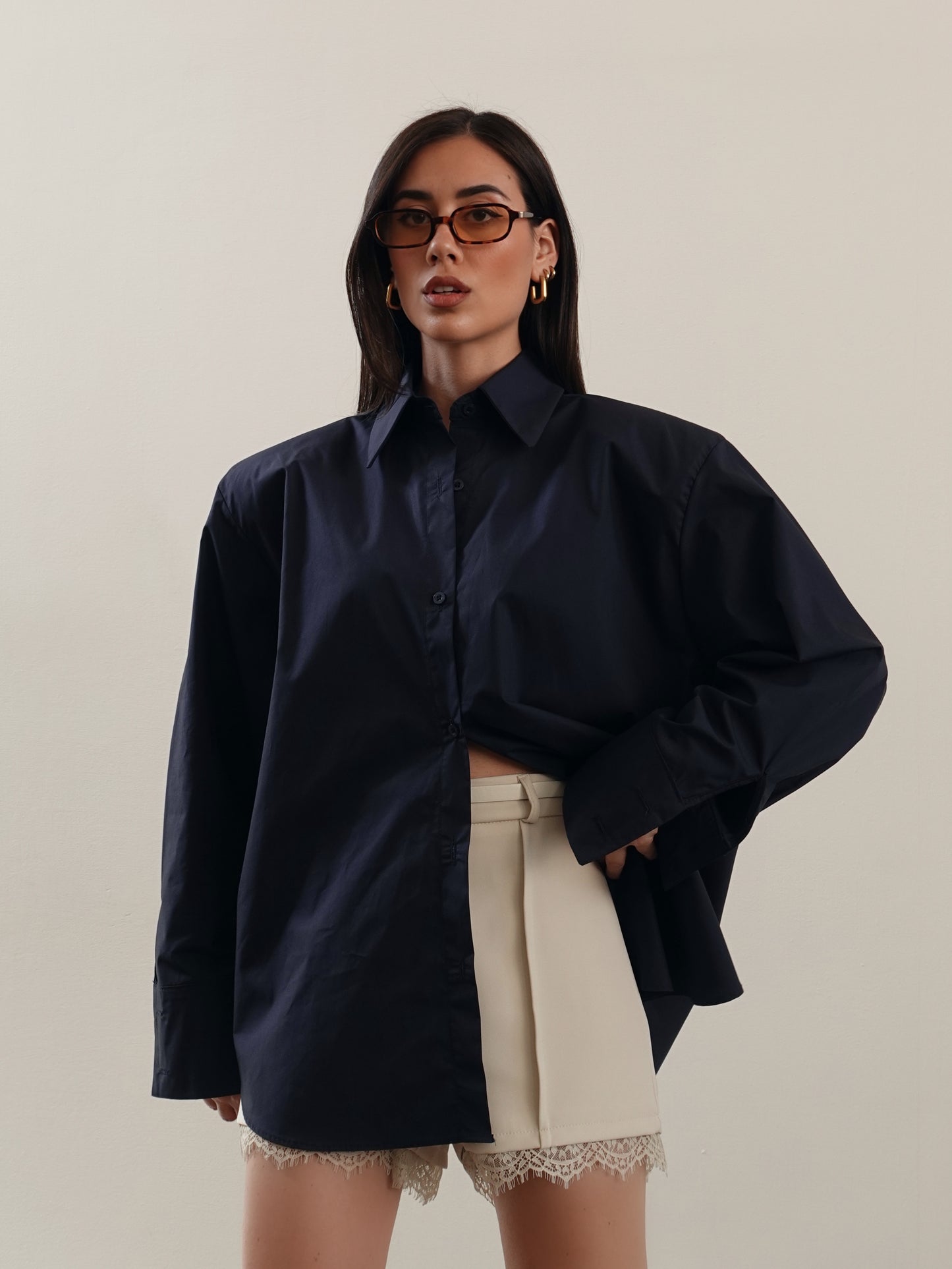 CAMICIA IN COTONE CON SPALLINE - BLU 1911