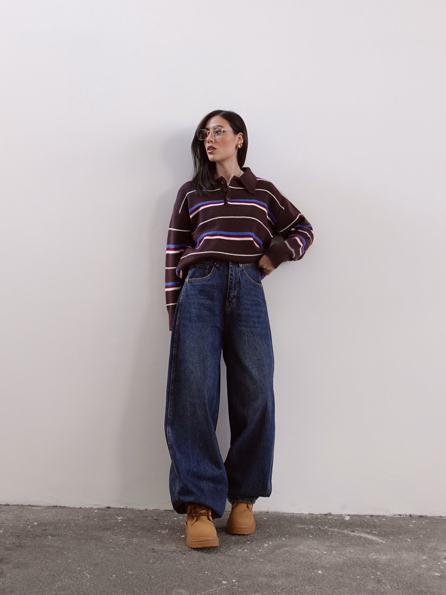 MAGLIONE POLO A RIGHE - MARRONE 625