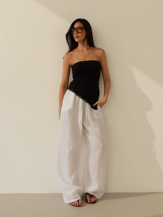 PANTALACCIO 100% LINO - BIANCO 24205