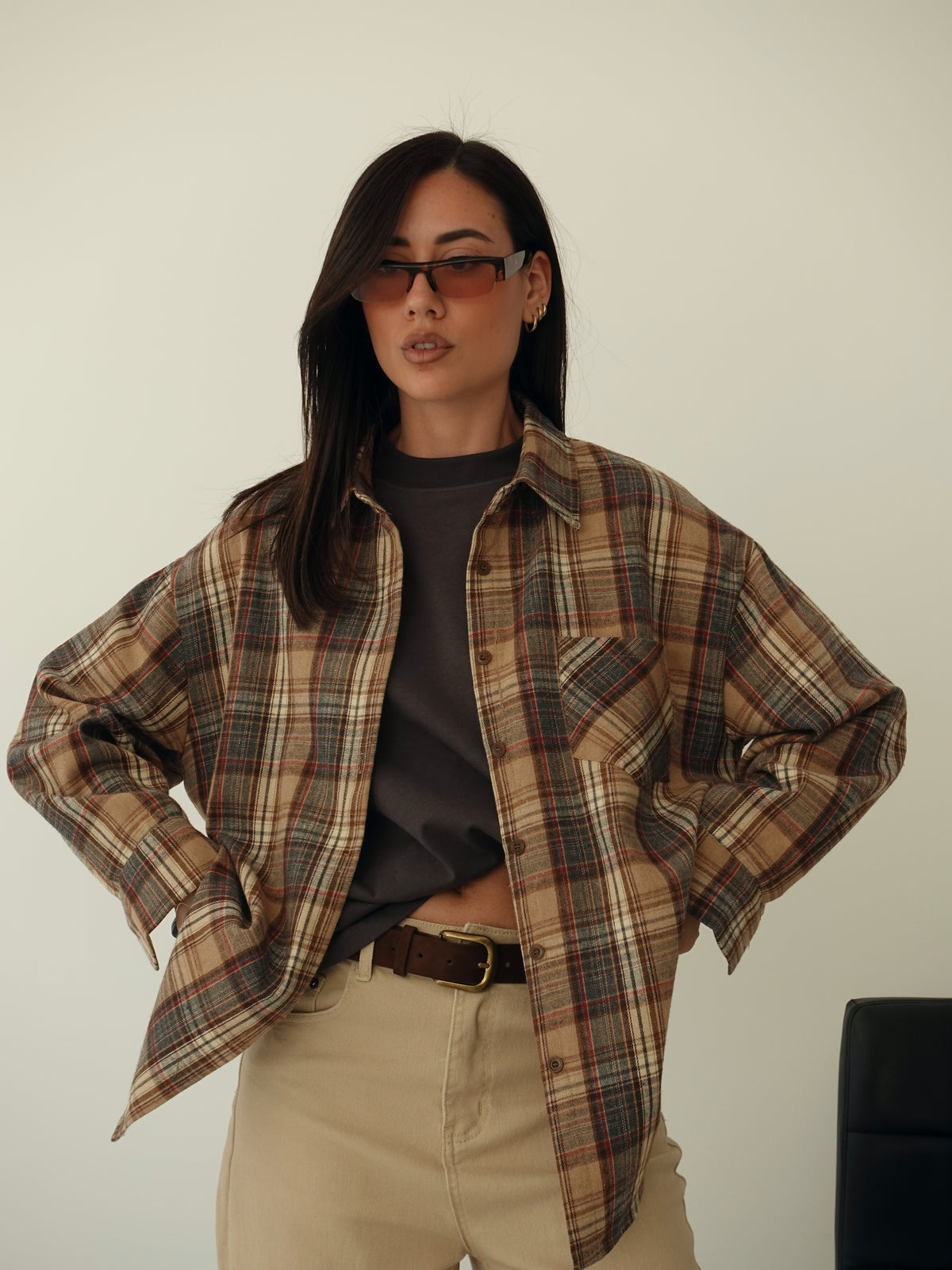 CAMICIA A QUADRI SOHO - CAMEL 17312
