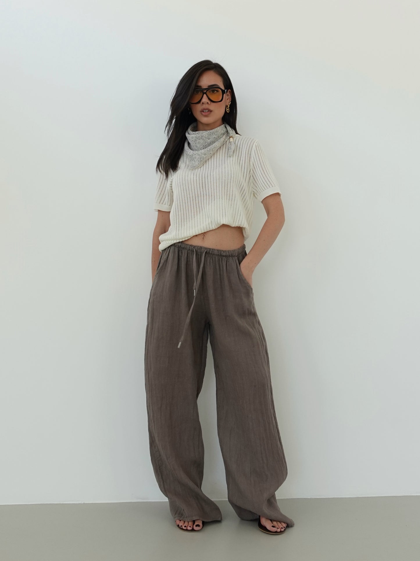 PANTALACCIO 100% LINO - FANGO 24205