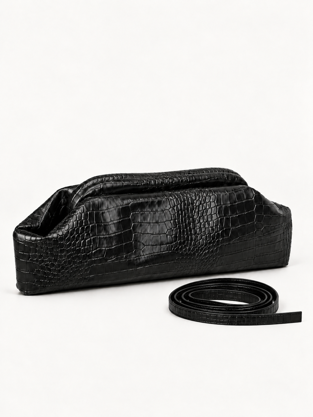 BAGUETTE CROCO IN ECOPELLE - NERO
