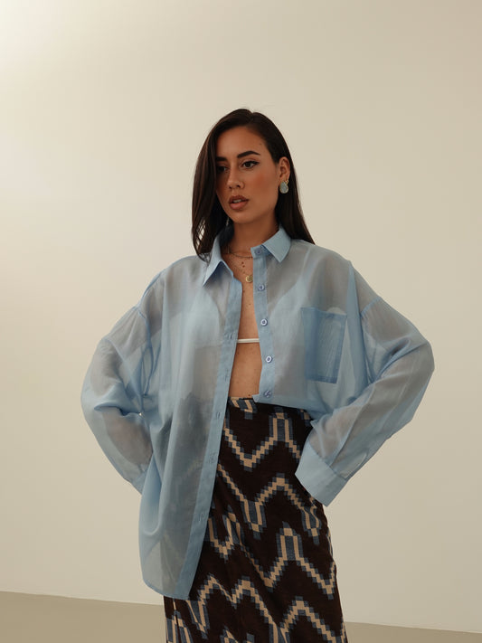 CAMICIA VELATA COLORFUL - AZZURRO 6808