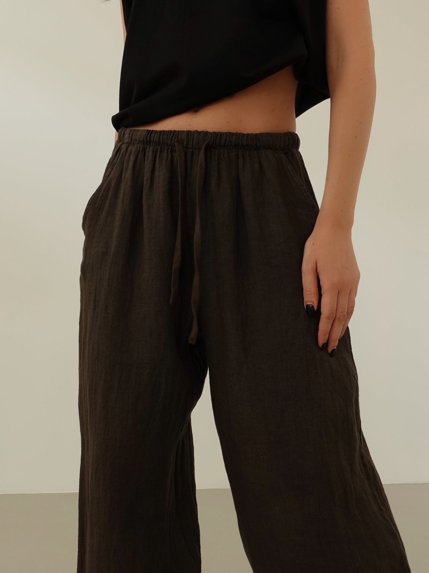 PANTALACCIO 100% LINO - CIOCCOLATO 24205