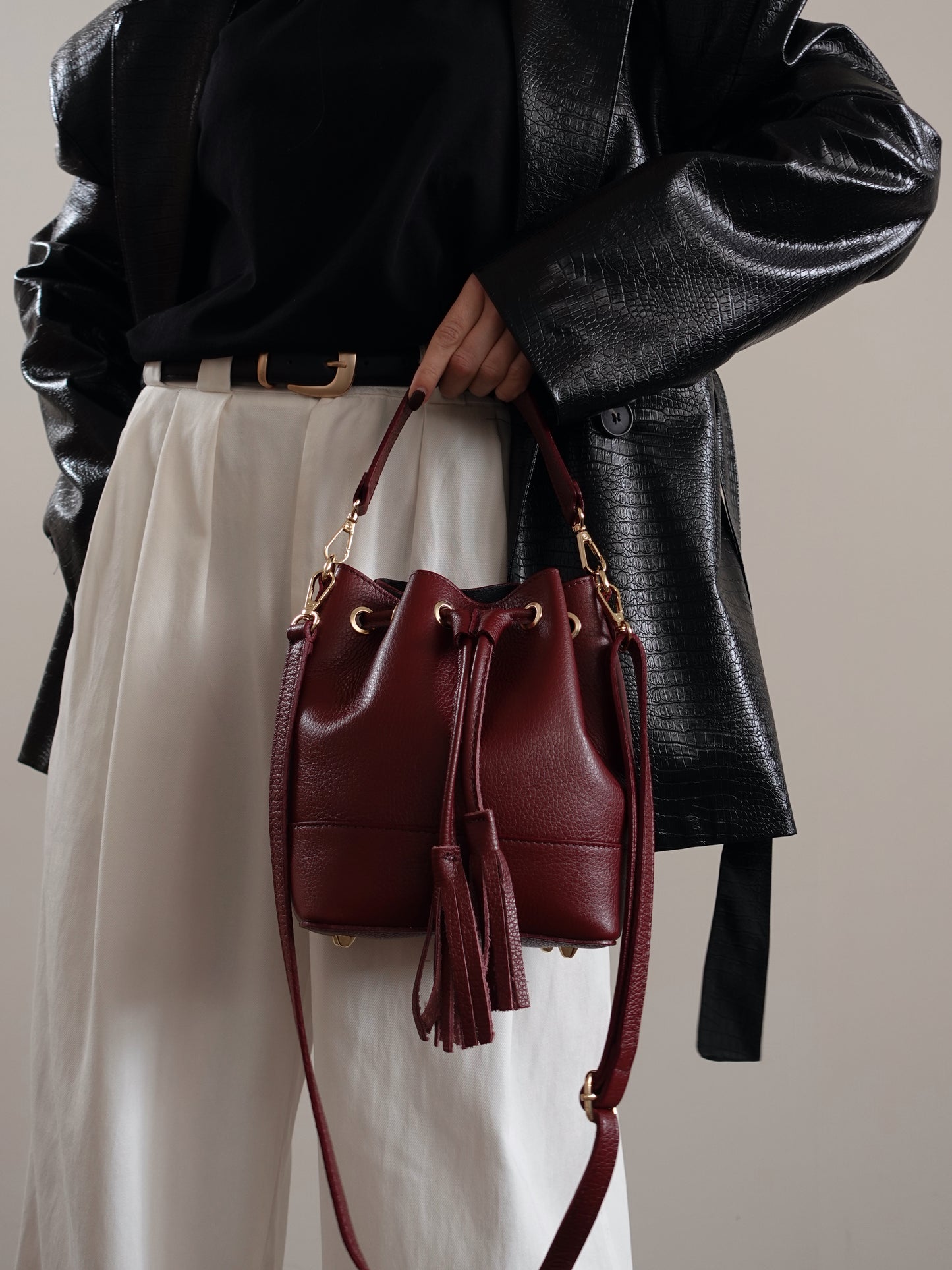 SECCHIELLO IN VERA PELLE - BORDEAUX