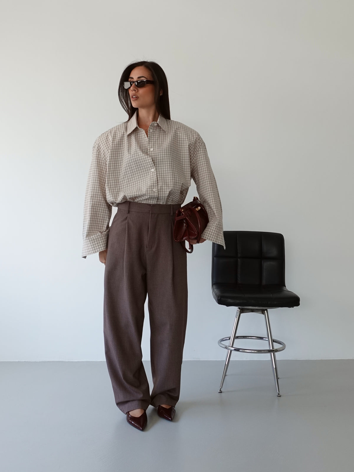 PANTALONI LUMINA CON PINCES - FANGO LD6227