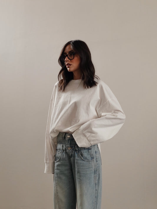 OVERSIZED LONG SLEEVE T-SHIRT - BIANCO 5187