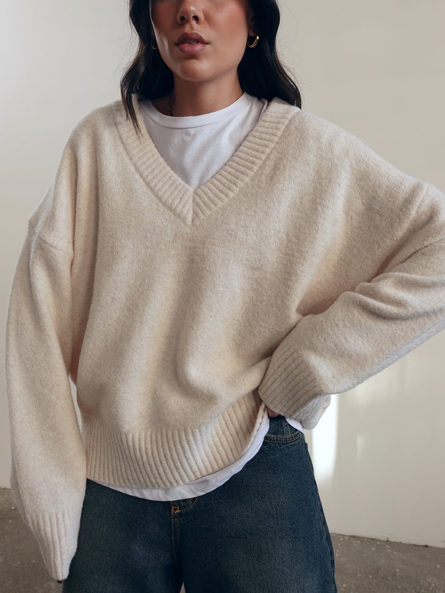 MAGLIONCINO IN VISCOSA & LANA SCOLLO V (+ COLORI) 63784