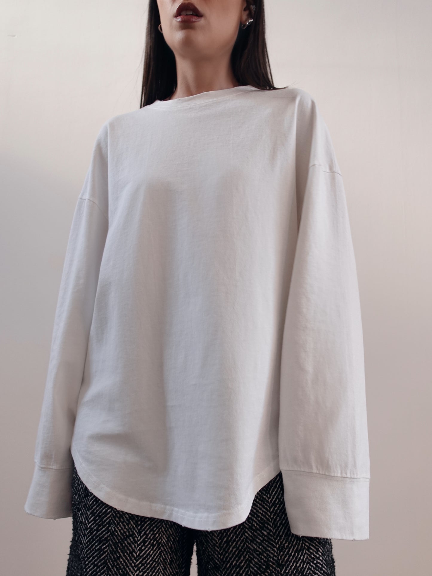 OVERSIZED LONG SLEEVE T-SHIRT - BIANCO 5187