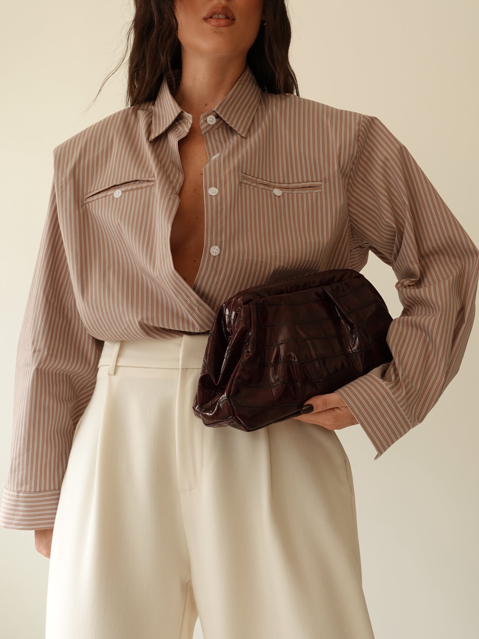 POUCH BAG CROCO - BURGUNDY