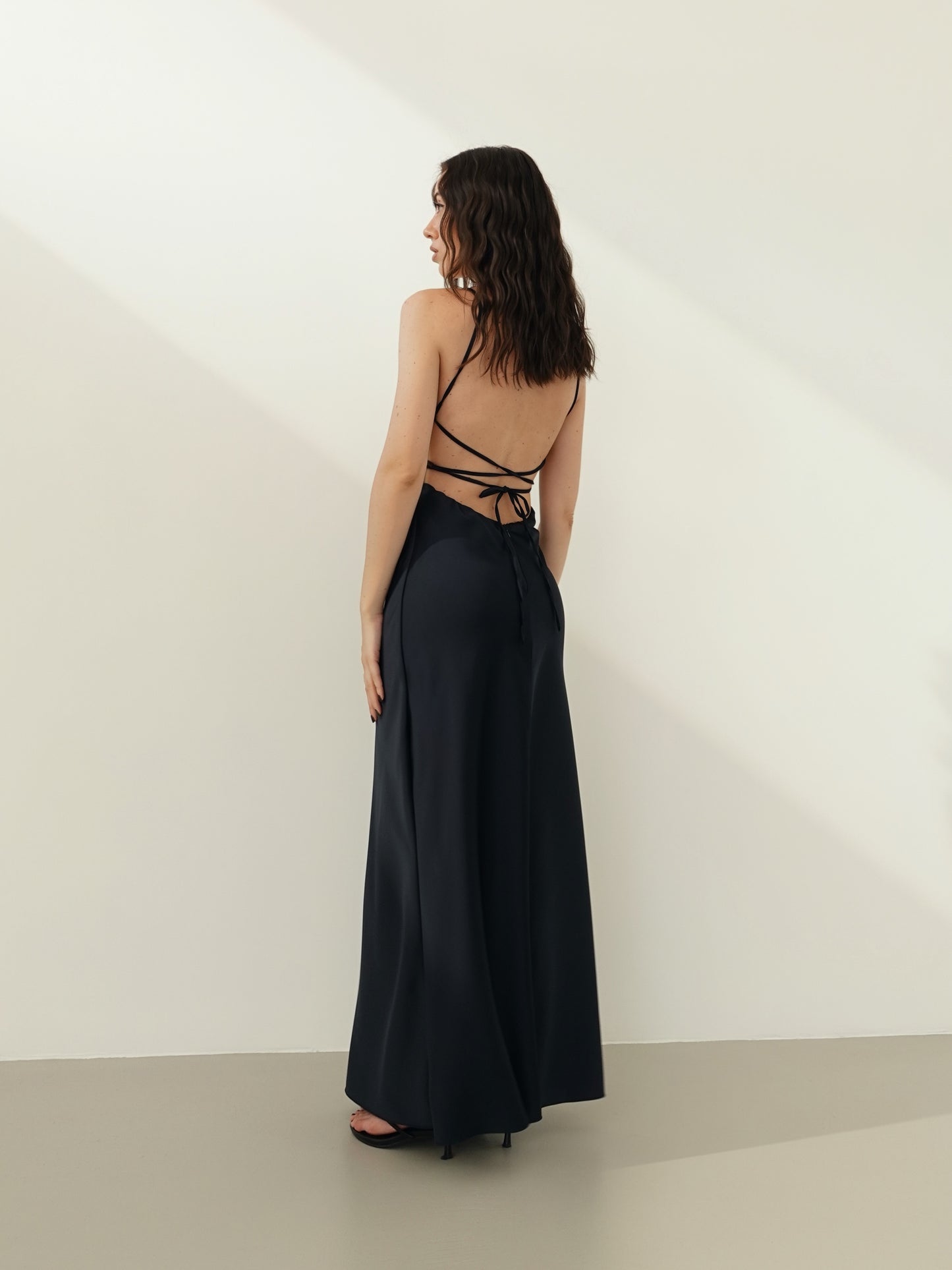 LONG DRESS SATIN EVELYN - BLU NOTTE 14073