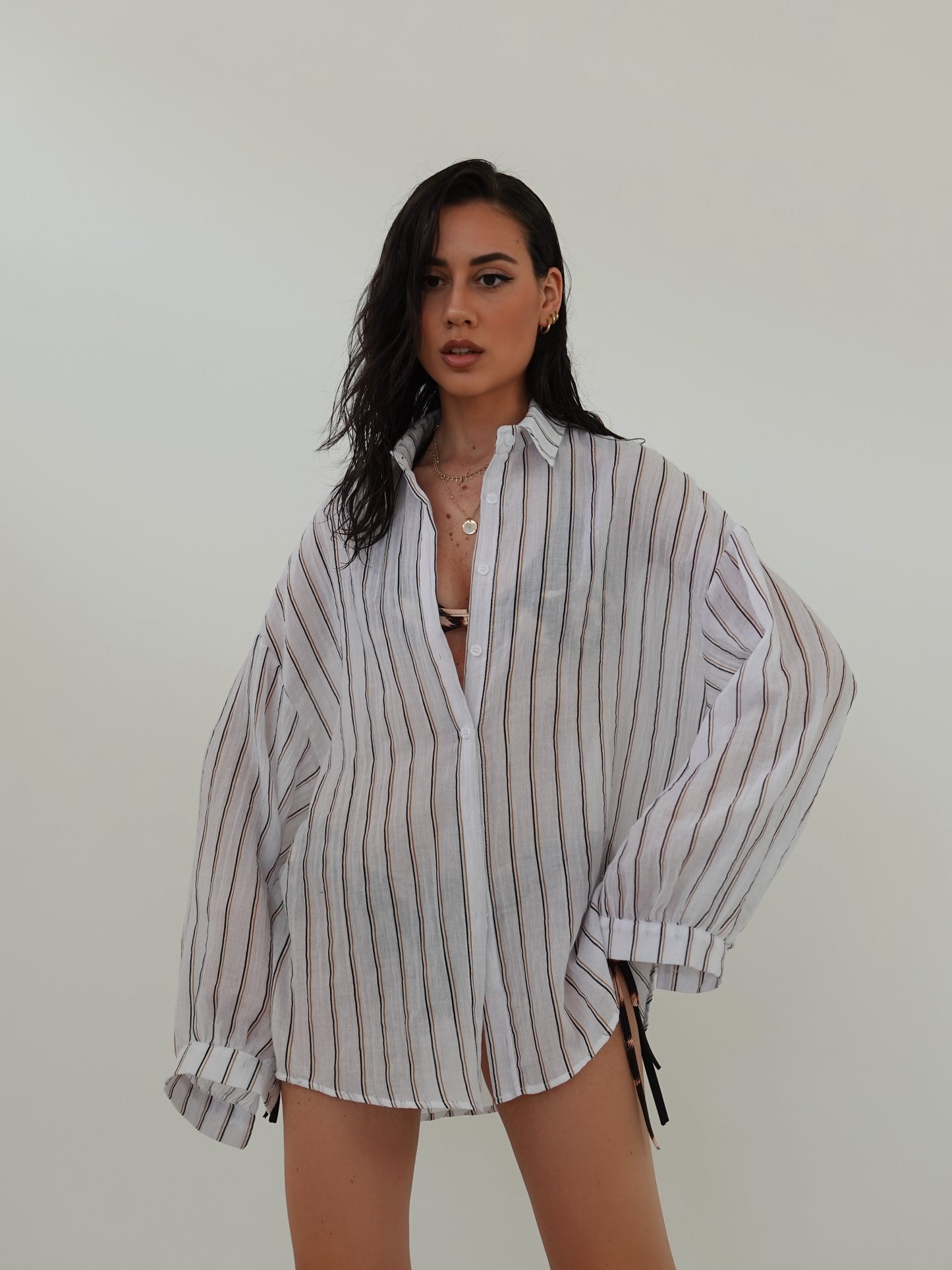 CAMICIA A RIGHE SUNSET - BIANCO 19500