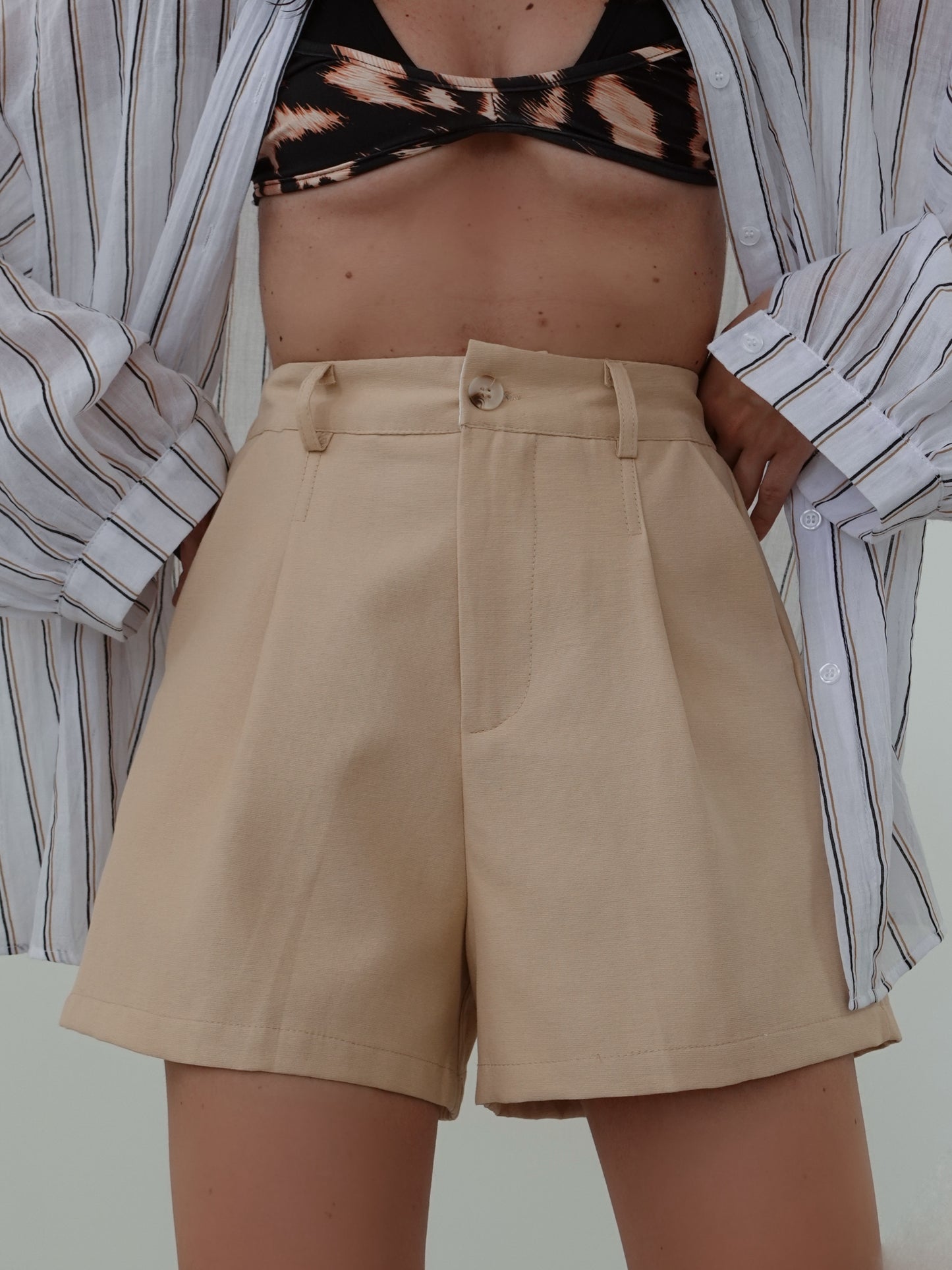 SHORTS IN COTONE BASIC - CREMA 9878