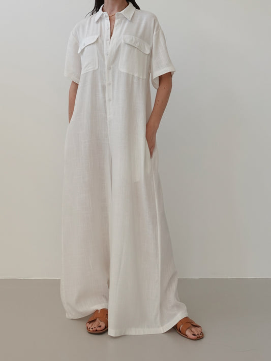 JUMPSUIT IN LINO - BIANCO 9136