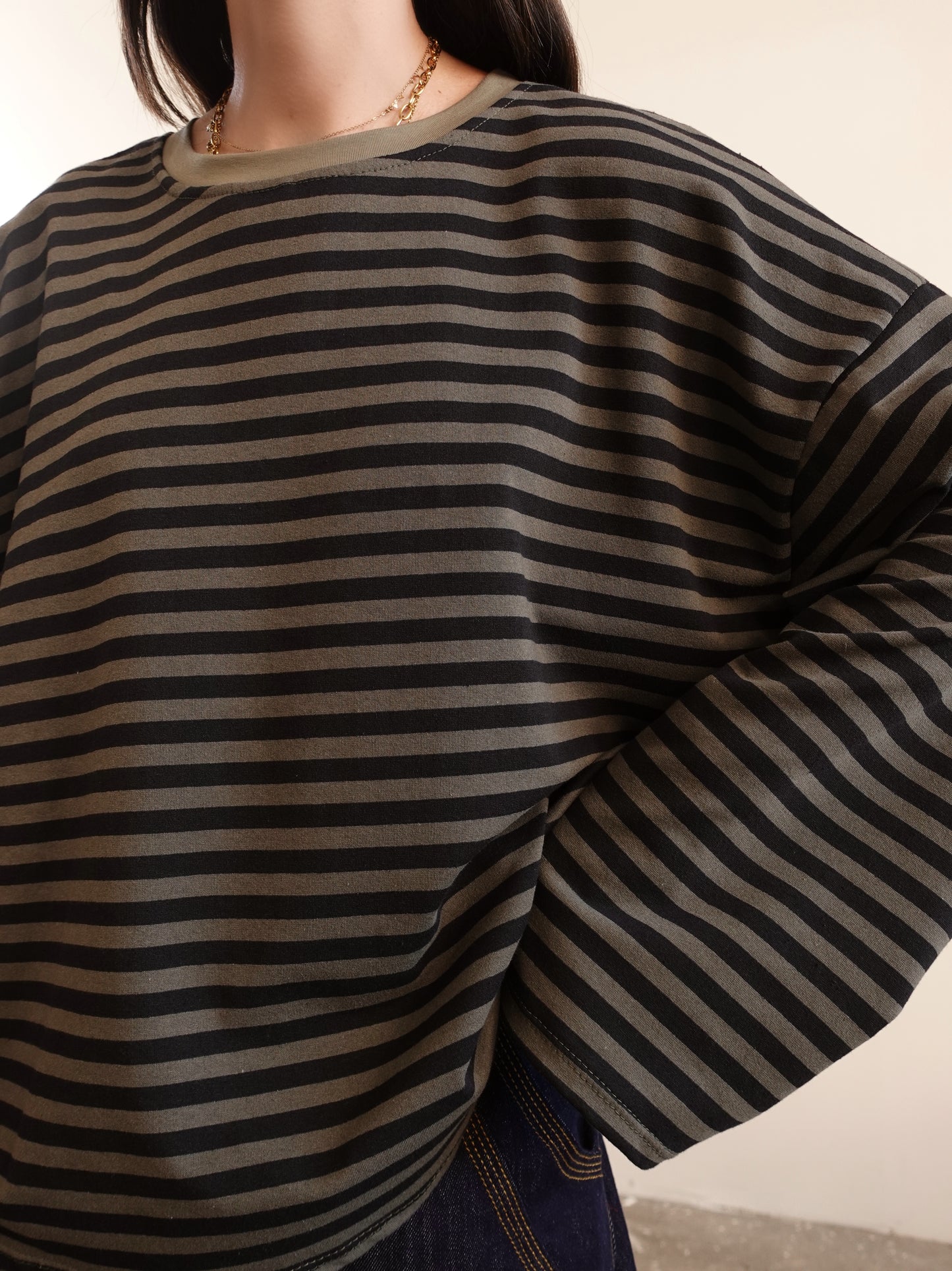 LONG-SLEEVE A RIGHE - VERDE/NERO F1109