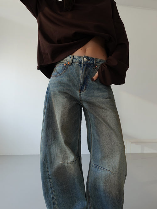 JEANS BARRELL FIT SABBIATO - LAVAGGIO MEDIO ZJ6125B
