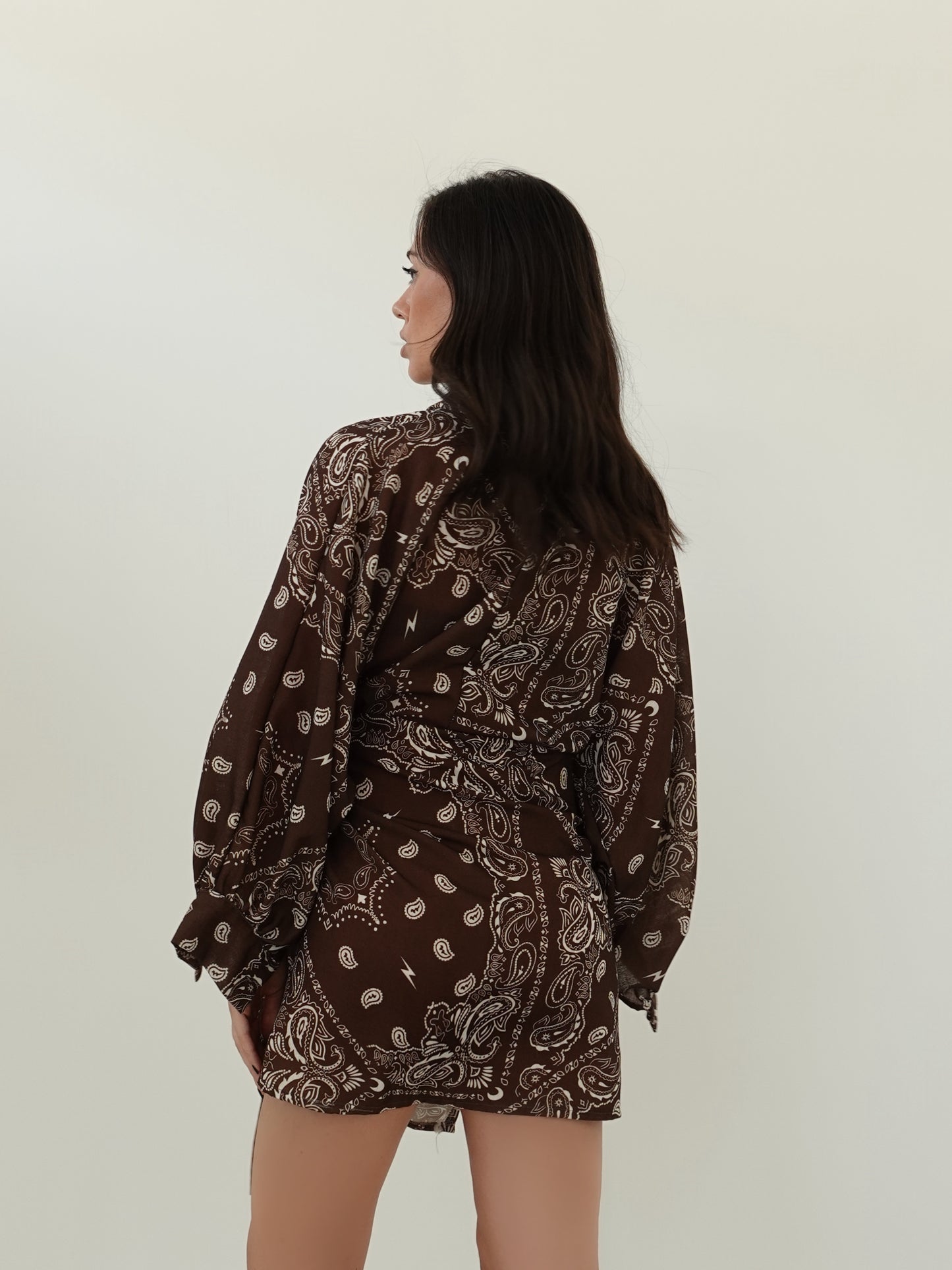 MINI DRESS BANDANA A PORTAFOGLIO  - MARRONE 668088