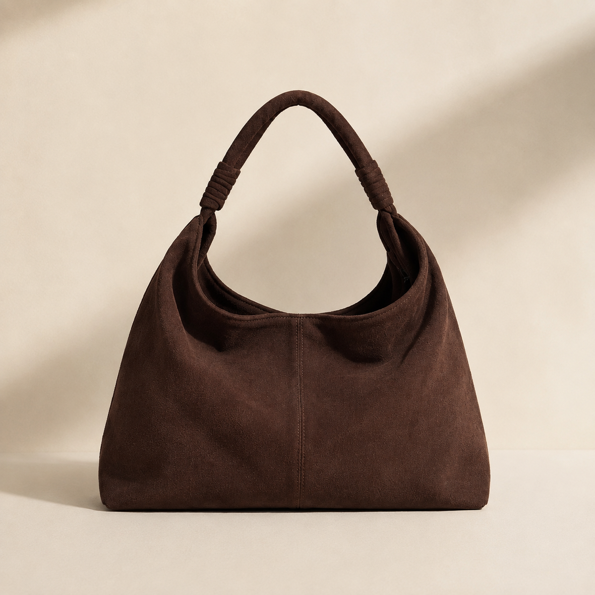 HOBO BAG MORBIDA IN ECOCAMOSCIO - MARRONE