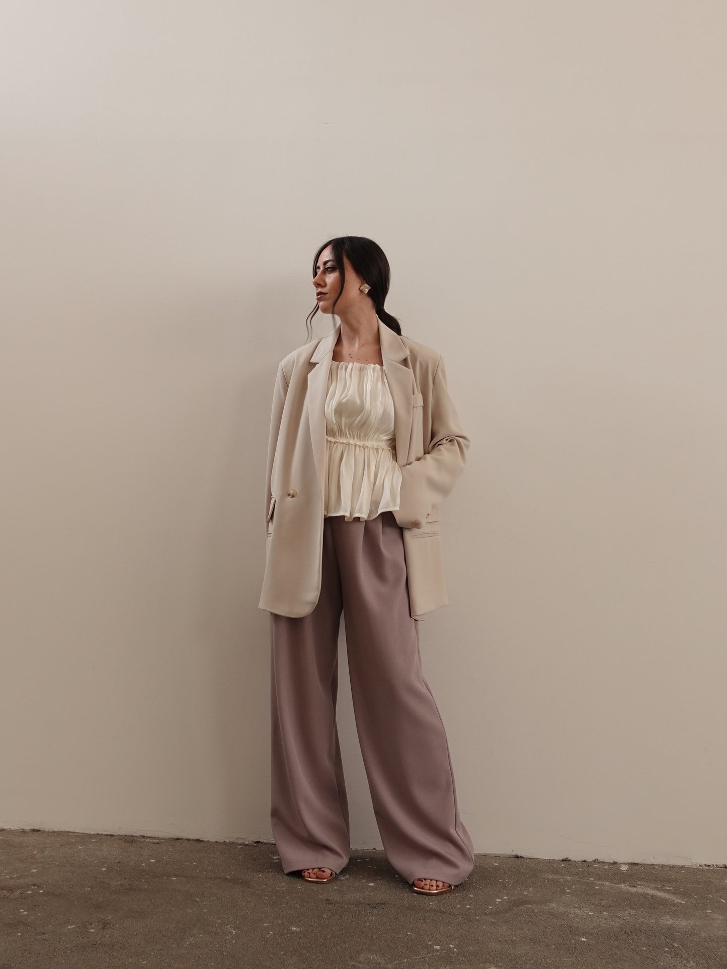 PANTALONI A PALAZZO CON CINTURA - ROSA ANTICO 68806